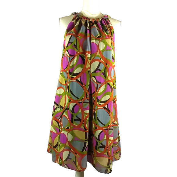 J.B.S. ltd Women's Dress Size 12 Midi Retro 1960's Design Orange Pink Tan Knee. - Picture 8 of 8